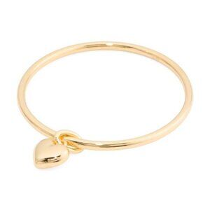 MILOR GOLD Made In Italy 14kt Gold Polished Bangle Heart Charm Bracelet